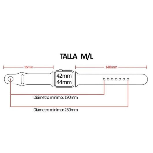Bracelet sport silicone Dam Electronics Apple Watch 42/44/45/49mm M/L