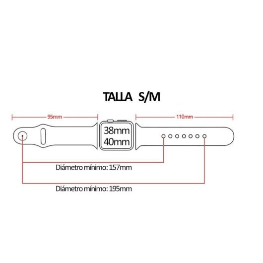Bracelet sport en silicone Dam Electronics Apple Watch 38/40/41mm S/M