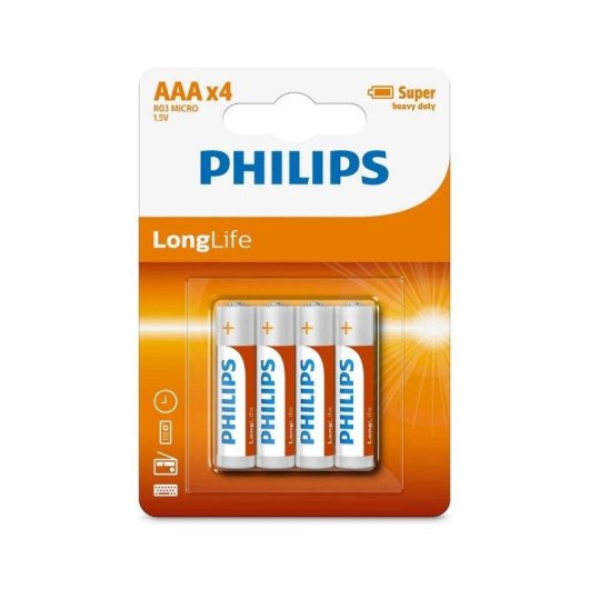 Pila Philips LongLife R03 AAA 1,5V Zinc-Carbon 4 Unita