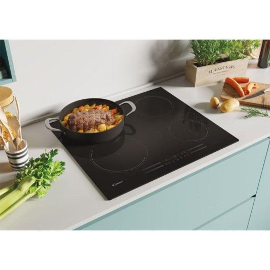 Placa Inducción Candy Moderna CI642MCBB 60 cm 4 Zonas Táctil Booster 6500 W Negro