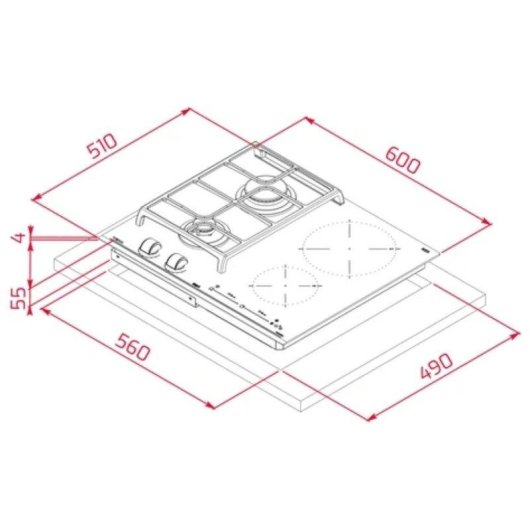 Placa Teka JZC 64322 AB Mixta 60 cm 2 Inducción + 2 Gas ExactFlame