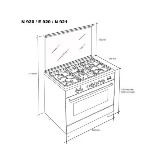Cuisine gaz Meireles N 921 B 5 zones et four 55 L