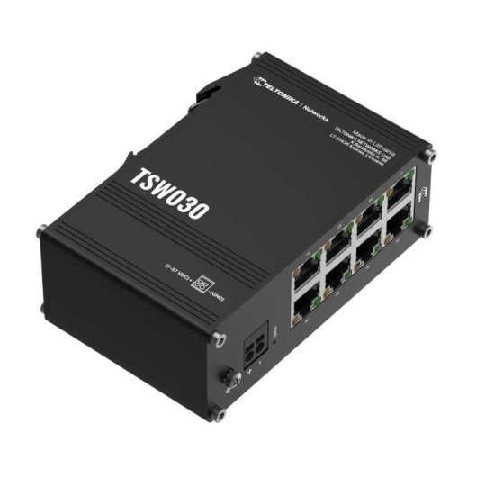 Switch Teltonika TSW030 8 Puertos RJ45 10/100 IP30 Carril DIN Aluminio