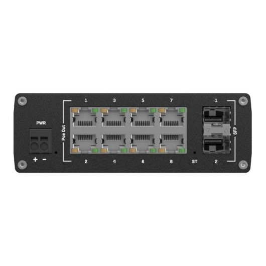 Switch Industrial Teltonika TSW202 PoE+ 8x Gigabit RJ45 2x SFP 20 Gbps Carril DIN