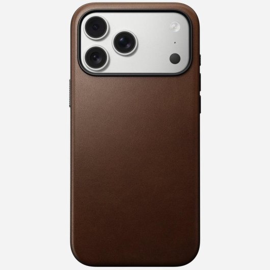 Capa Nomad Modern Leather Case couro castanho MagSafe Qi2 para iPhone 17 Pro Max