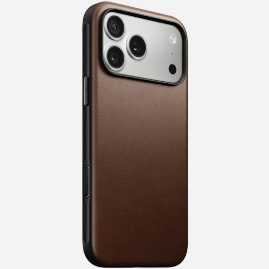 Capa Nomad Modern Leather Case couro castanho MagSafe Qi2 para iPhone 17 Pro Max