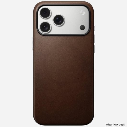 Capa Nomad Modern Leather Case couro castanho MagSafe Qi2 para iPhone 17 Pro Max