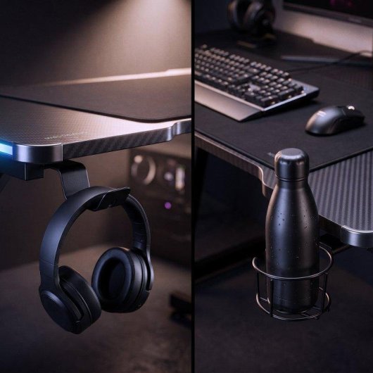 Mesa Gaming Mars Gaming 120 cm fibra de carbono RGB y alfombrilla XXL