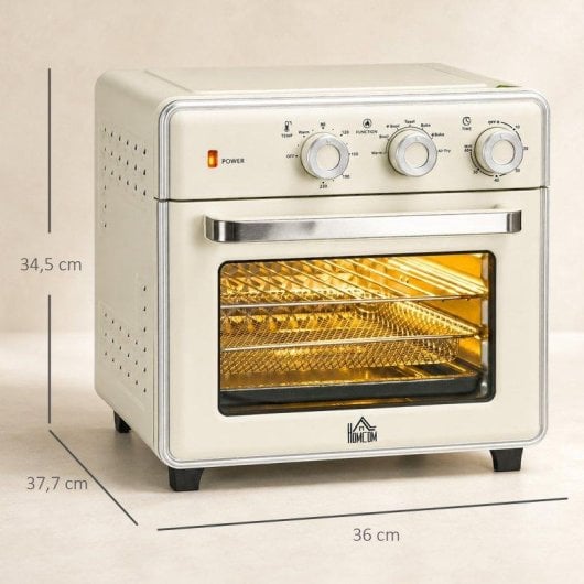 Mini Forno Homcom 20 L 1400 W Convecção AirFry Creme