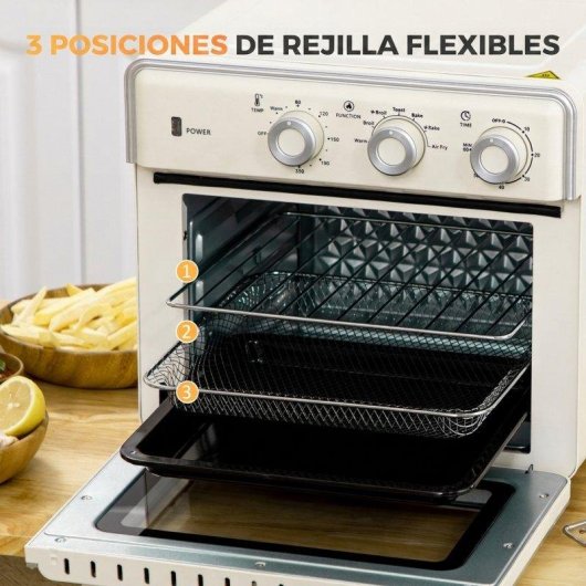 Mini Forno Homcom 20 L 1400 W Convecção AirFry Creme