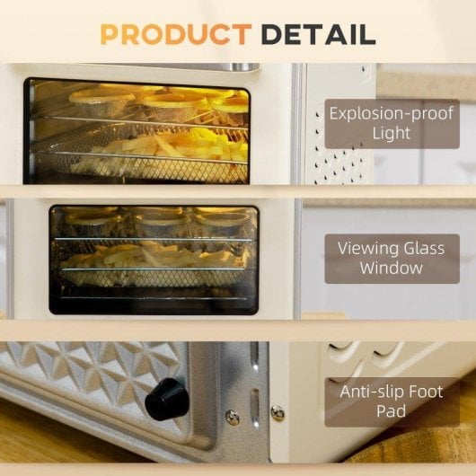 Mini Forno Homcom 20 L 1400 W Convecção AirFry Creme