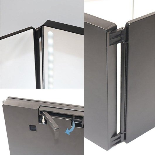 Miroir triptyque maquillage Dam Electronics LED rechargeable