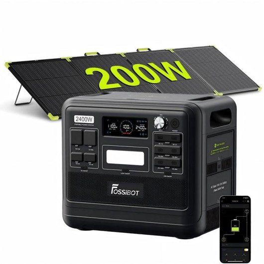 Station d’énergie FOSSiBOT F2400 2048Wh LiFePO4 3 AC + panneau solaire 200W