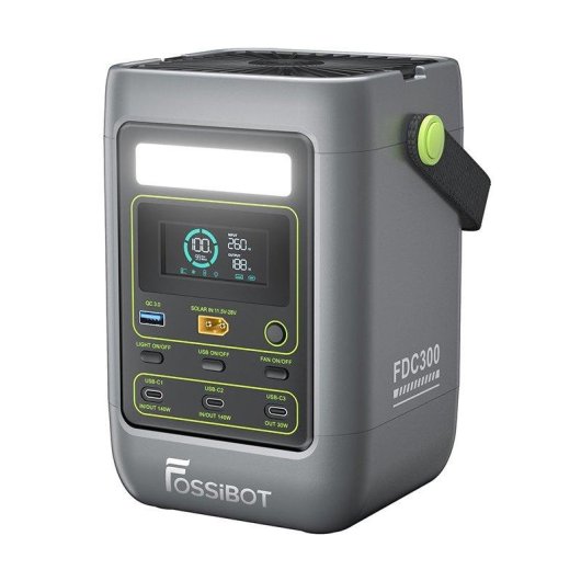 Estación de energía FOSSiBOT FDC300 288Wh 4 USB LiFePO4 + panel SP200PRO 200W