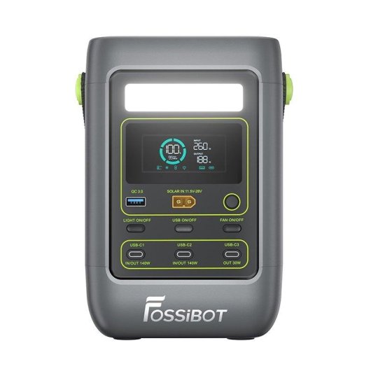 Estación de energía FOSSiBOT FDC300 288 Wh 4 puertos USB LiFePO4 + panel solar 100 W