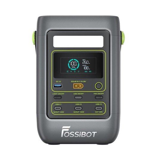 Estación de energía FOSSiBOT FDC300 288 Wh 4 puertos USB LiFePO4 + panel solar 100 W