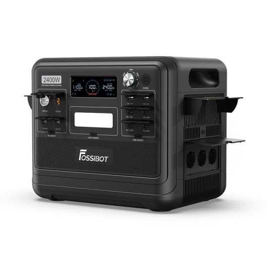 Estación de energía Fossibot F2400 2048 Wh, 3 AC, 6 USB, 4 DC, LiFePO4 + 2 paneles solares