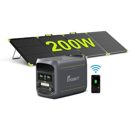 Estação de energia FOSSiBOT F1800 1024 Wh 1800 W LiFePO4 + painel solar 200 W