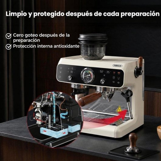 Máquina de café expresso semiautomática HiBREW H7B 2,8 L 20 bares com moinho