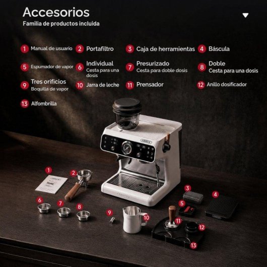 Máquina de café expresso semiautomática HiBREW H7B 2,8 L 20 bares com moinho