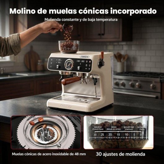 Máquina de café expresso semiautomática HiBREW H7B 2,8 L 20 bares com moinho