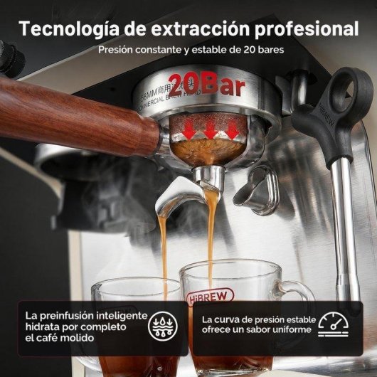 Máquina de café expresso semiautomática HiBREW H7B 2,8 L 20 bares com moinho