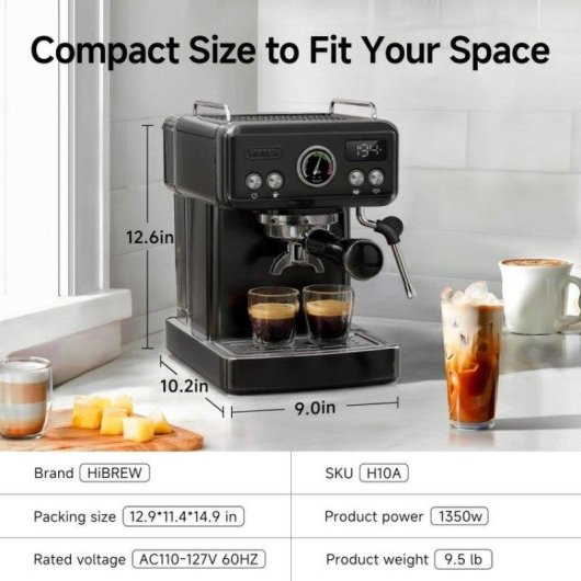 Cafetière expresso HiBREW H10A 1,8 L 20 bars programmable noire