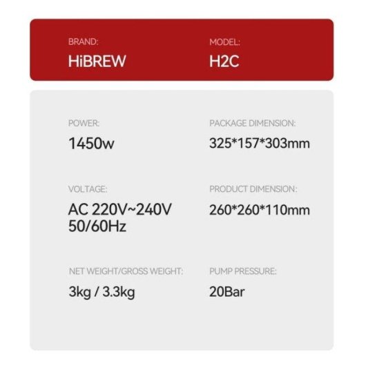 HiBREW H2C koffiecupmachine 600 ml 20 bar 1450 W warm en koud zetten
