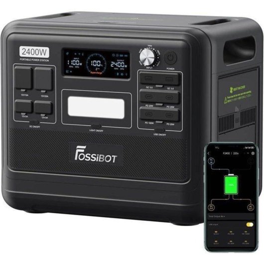 Estación de energía Fossibot F2400 2048 Wh 3 AC, USB y DC LiFePO4 UPS