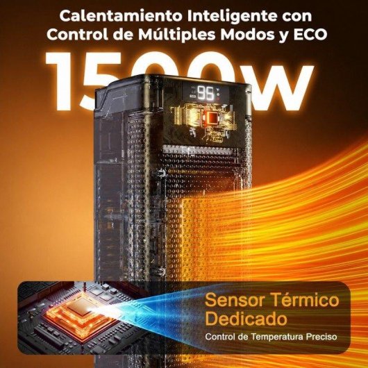 Convector eléctrico Teendow 2000 W Mando, ECO y oscilación 90°