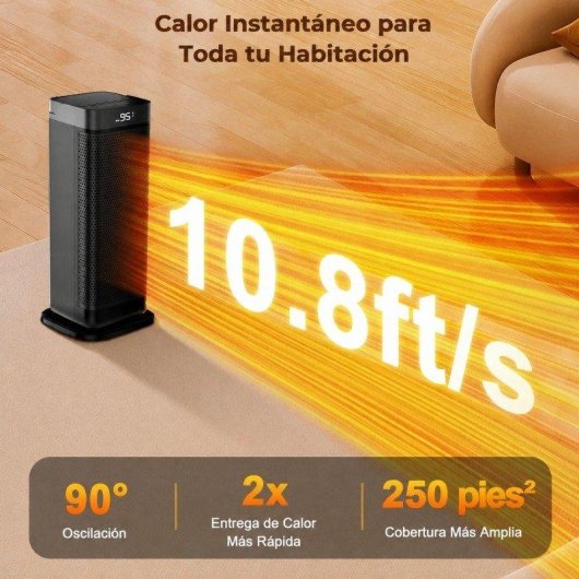 Convector eléctrico Teendow 2000 W Mando, ECO y oscilación 90°