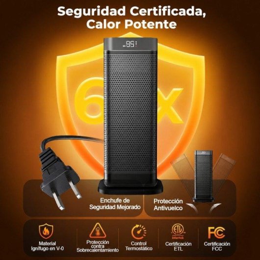 Convector eléctrico Teendow 2000 W Mando, ECO y oscilación 90°