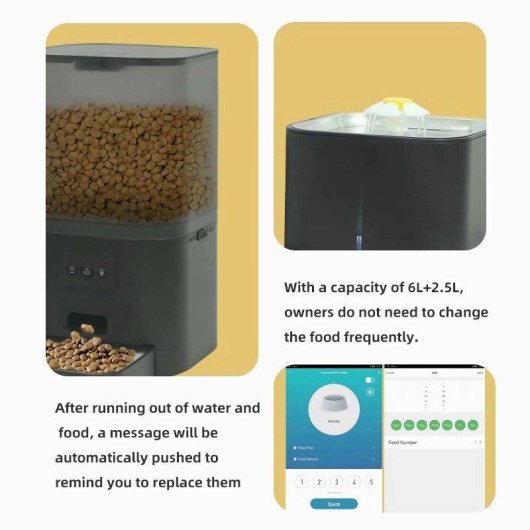 Dispensador Automático Welltin Comida y Agua 6L Fuente 2,5L WiFi Negro