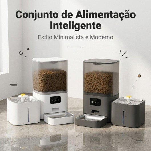 Dispenser Automatico Cibo e Acqua 2 in 1 Welltin 6L 2,5L Bianco