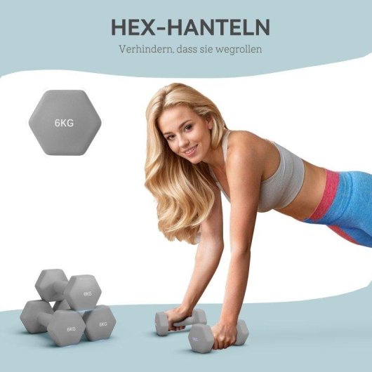 Halteres hexagonais Welltin 6 kg Cinzentos