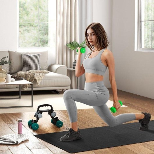 Kurzhantelset Welltin 1 kg 3 kg 5 kg mit Hexagonalständer Kettlebell-Funktion