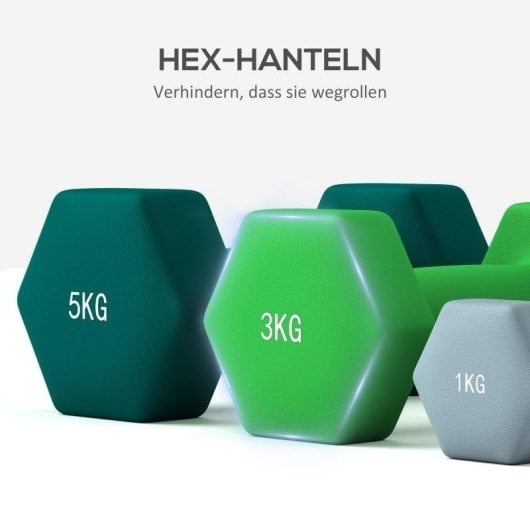 Kurzhantelset Welltin 1 kg 3 kg 5 kg mit Hexagonalständer Kettlebell-Funktion