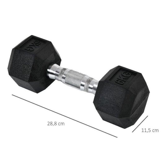 Haltère Welltin Hexagonale 6 kg Fonte Revêtement Caoutchouc Lot de 2