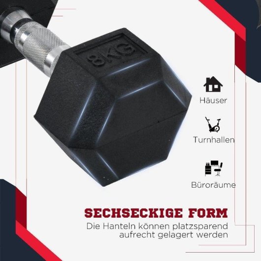 Haltère Welltin Hexagonale 6 kg Fonte Revêtement Caoutchouc Lot de 2