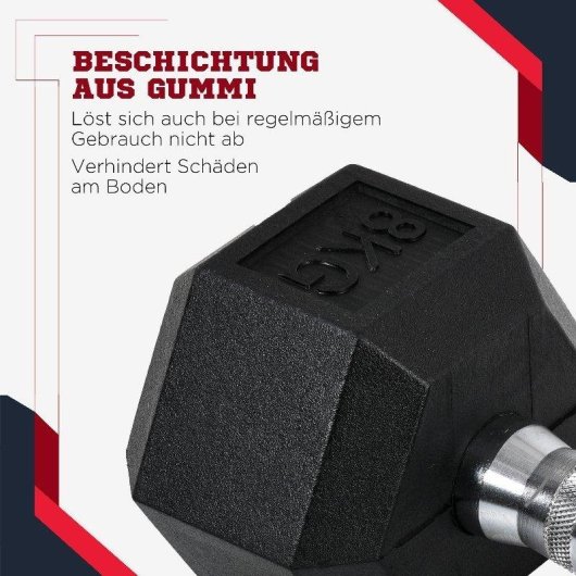 Haltère Welltin Hexagonale 6 kg Fonte Revêtement Caoutchouc Lot de 2