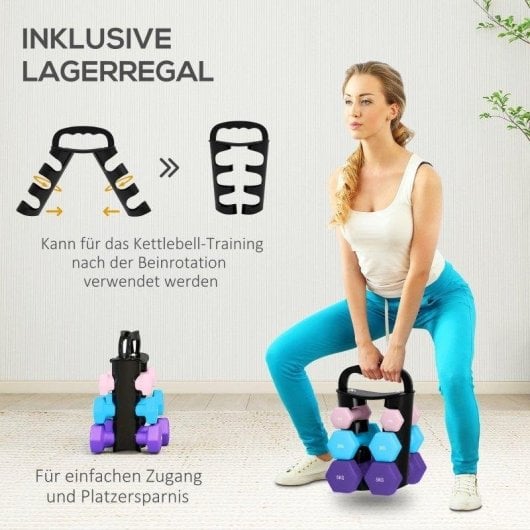 Hantelset Welltin 1, 3 und 5 kg mit wandelbarem Ständer