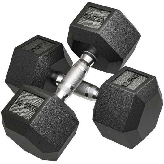 Haltères hexagonales Welltin en fonte 12,5 kg Paire