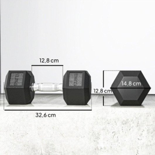 Haltères hexagonales Welltin en fonte 12,5 kg Paire