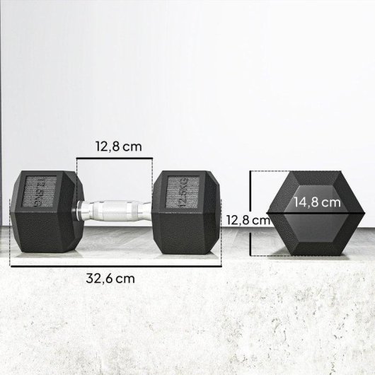 Haltères hexagonales Welltin en fonte 12,5 kg Paire