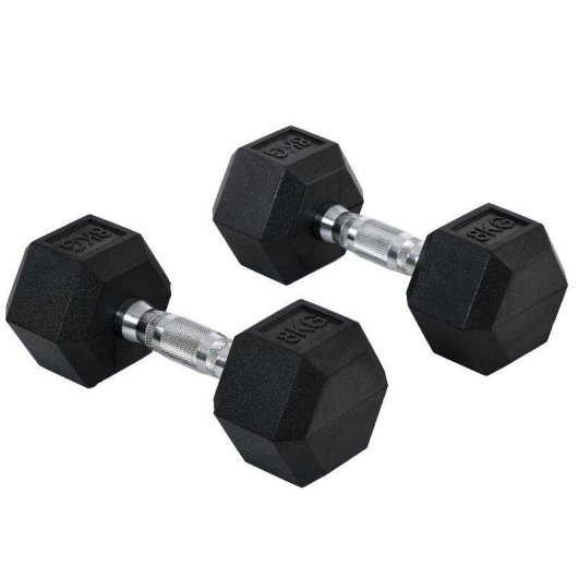 Halter Welltin Hexagonal 8 kg Par Borracha Pegada Moletada