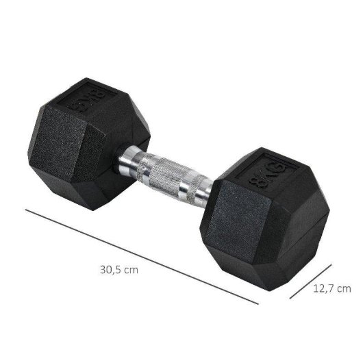 Halter Welltin Hexagonal 8 kg Par Borracha Pegada Moletada