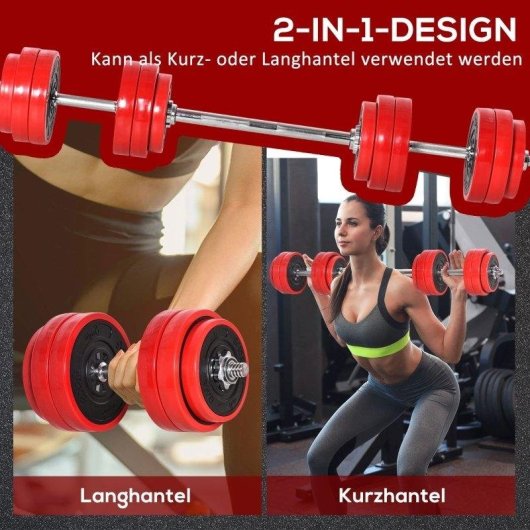 Verstelbare halter Welltin 30 kg 2-in-1 met halterstang