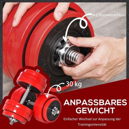 Verstelbare halter Welltin 30 kg 2-in-1 met halterstang