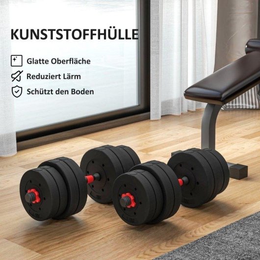 Haltère Welltin Ajustable 30 kg Convertible Barre 2 en 1 Antidérapant