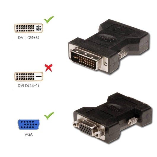 Adaptador Ewent EC1250 DVI-I a VGA 24+5 Pines a 15 Pines Negro